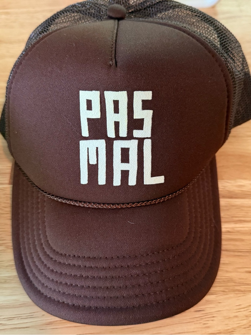 NWOT Clare V. PAS MAL Brown Foam Trucker Hat